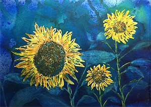 wateracolor painting of sunflowers