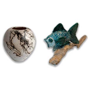 a raku bowl and a raku fish, an examples of items  that may be made in the raku class