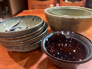 several handmade bowls