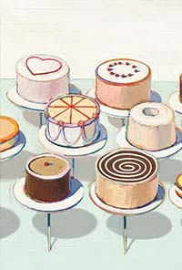 artwork by Wayne Thiebaud consisting of paintings of cakes