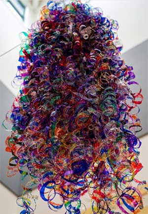 a large art installation of colored glass