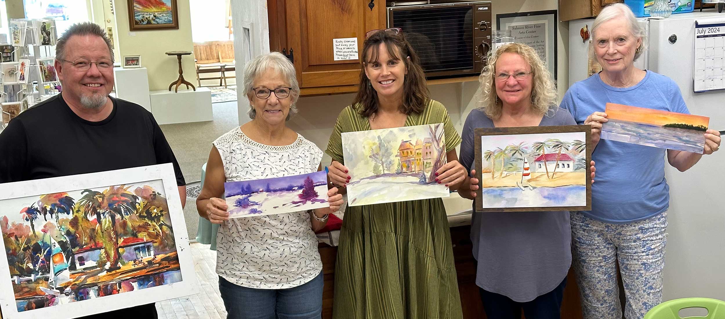 students from the card making class at the fine arts center