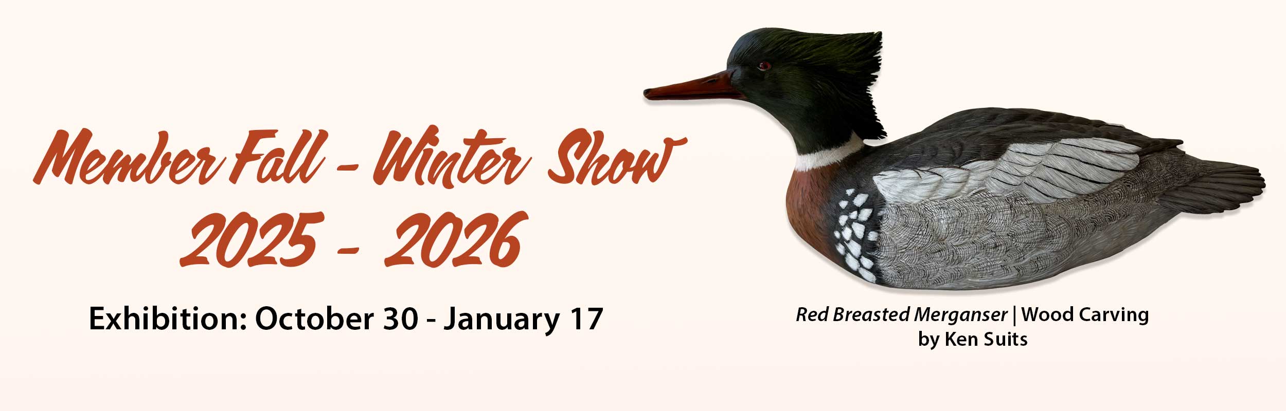 website banner advertising the upcoming Member-Fall Winter Show, 2025-2026