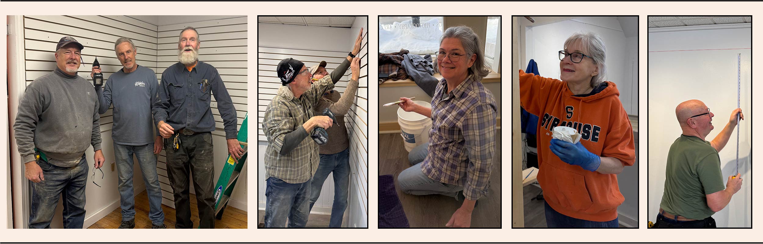 banner showing some of the volunteers who are helping to renovate the arts center