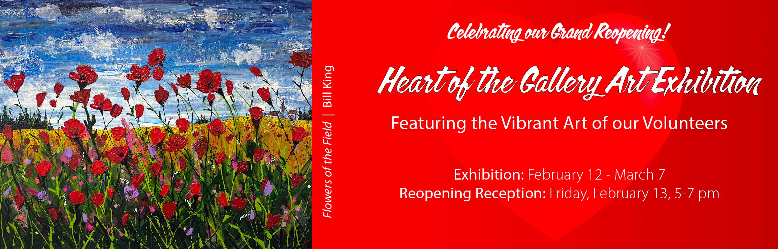 banner showing some of the volunteers who are helping to renovate the arts center and hanging the new show