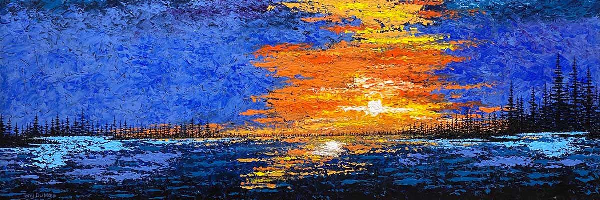 acrylic painting of sunset in vivid colors