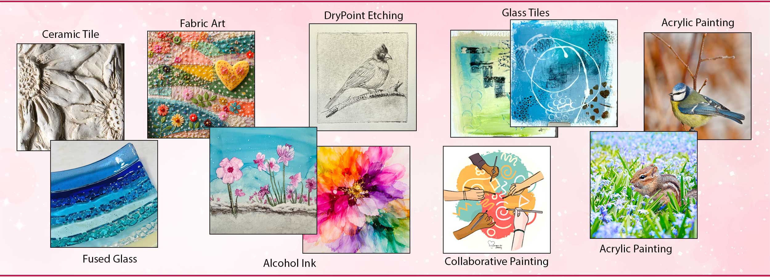 a banner showing examples of the nine 6x6 courses to be offered in March