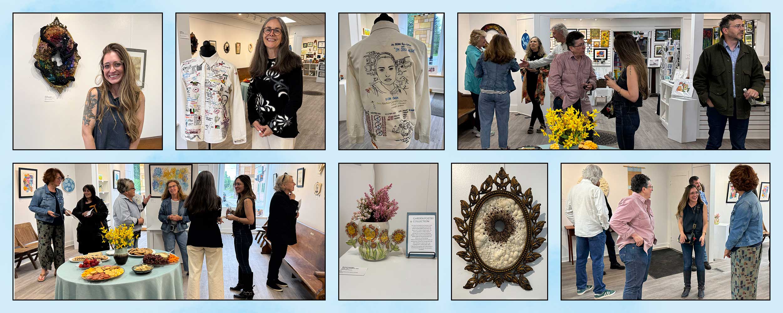 website banner showing photos from the opening ceremony of the show titled Fiber and Fire