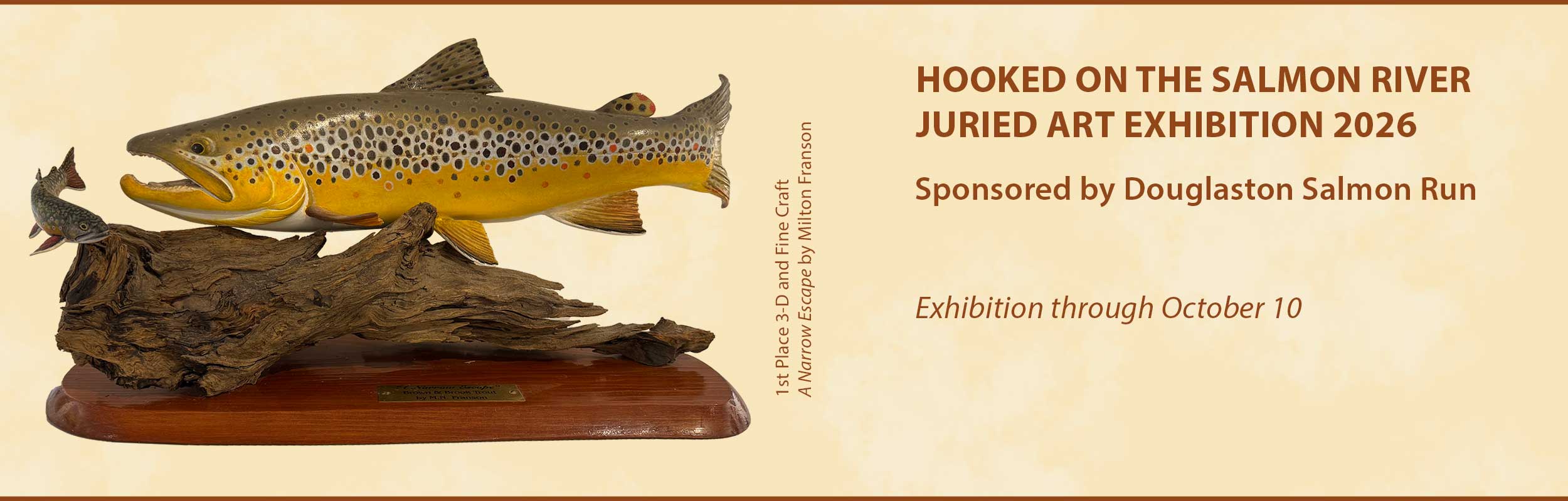 website banner announcing the Hooked on the Salmon River Exhibition through October 10