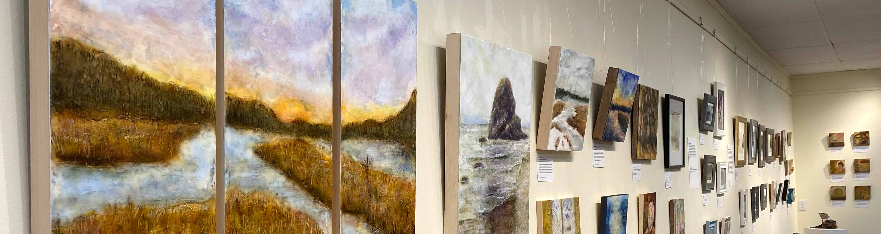 a photo of the Encaustic Show in Salmon River Fine Arts Gallery in Spring 2022