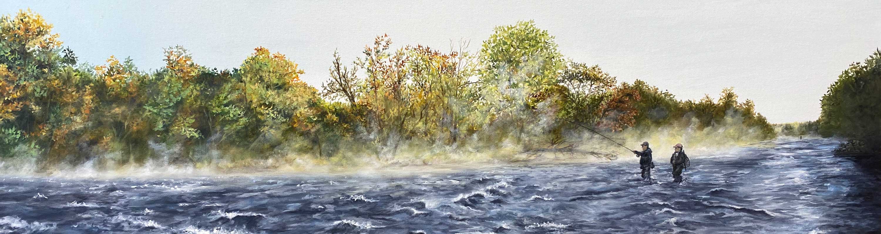encaustic painting of Salmon River