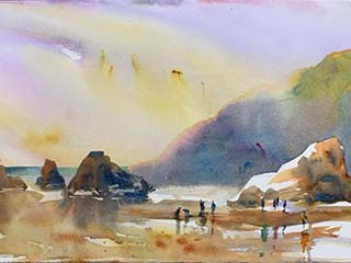 watercolor of beach scene