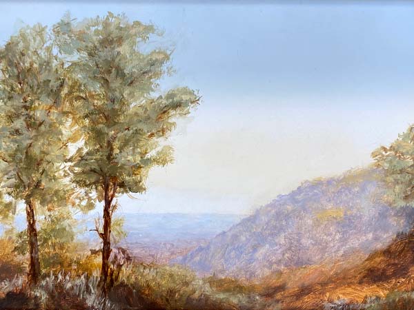 oil painting of view of trees and valley