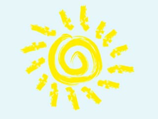 drawing of the sun on a blue background