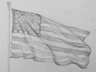 a drawing of the American flag