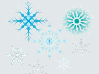 several snowflakes of different sizes falling from the sky