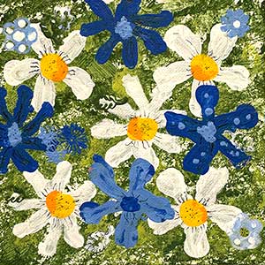 a painting of flowers painted by a student at the senior class for the 6x6 show at the Pulaski arts center