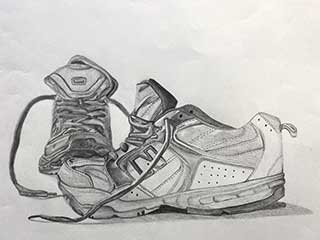 student drawing of sneakers